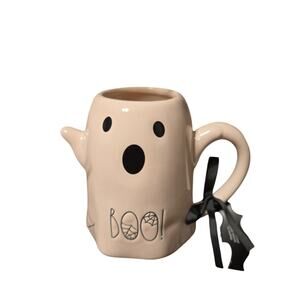 Rae Dunn Pink Ghost "BOO!" Halloween Mug NWT